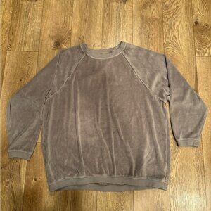 Aerie Women’s Deep Olive Green Velvet Oversized Pullover